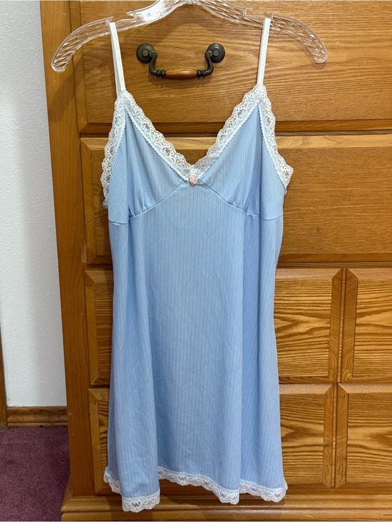 Body Touch Other - Light Blue Lace-Trim Chemise Slip with Delicate Detail